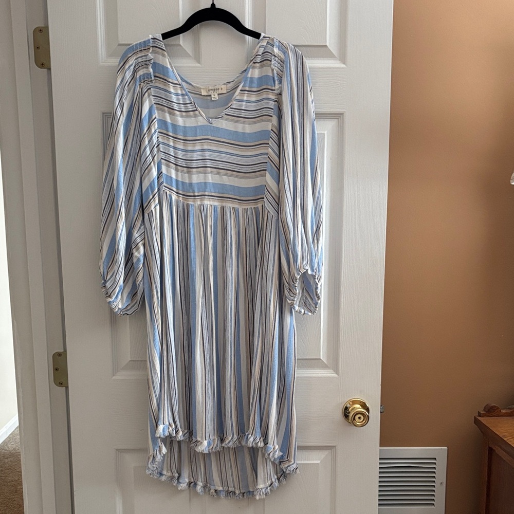 Umgee Blue and White Striped Dress